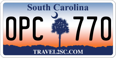 SC license plate OPC770