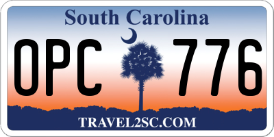 SC license plate OPC776