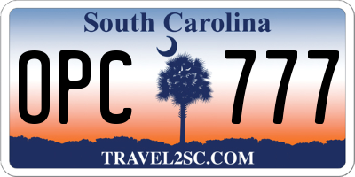 SC license plate OPC777