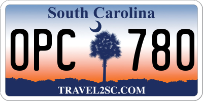 SC license plate OPC780