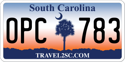SC license plate OPC783