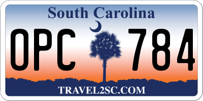 SC license plate OPC784