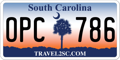 SC license plate OPC786