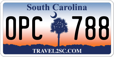 SC license plate OPC788