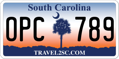 SC license plate OPC789