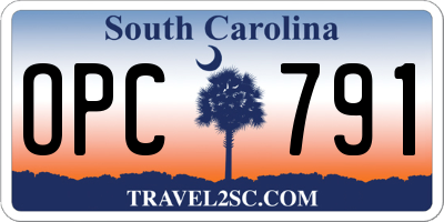 SC license plate OPC791