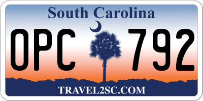 SC license plate OPC792