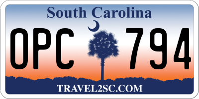 SC license plate OPC794