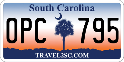 SC license plate OPC795