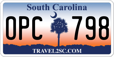 SC license plate OPC798