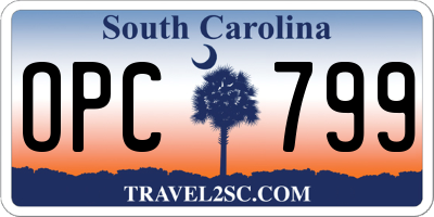 SC license plate OPC799