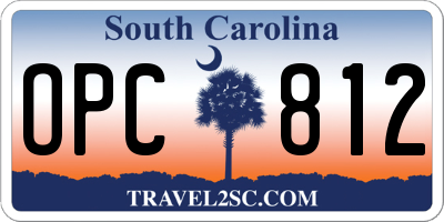 SC license plate OPC812