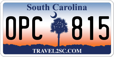 SC license plate OPC815