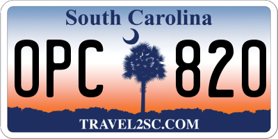 SC license plate OPC820