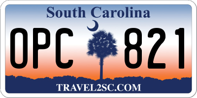 SC license plate OPC821