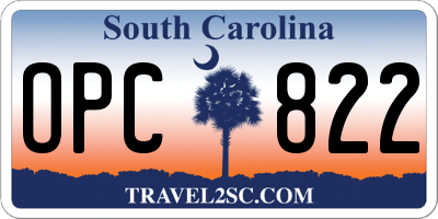 SC license plate OPC822