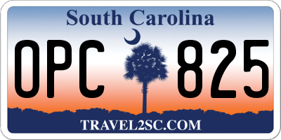 SC license plate OPC825