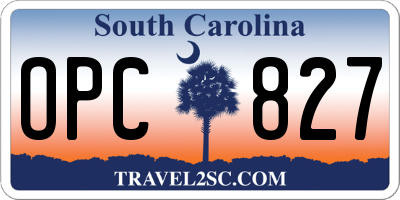SC license plate OPC827