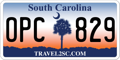 SC license plate OPC829
