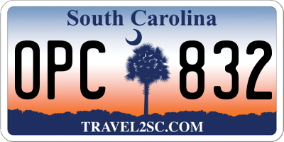 SC license plate OPC832