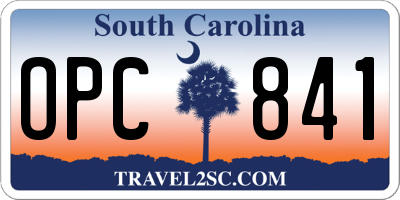SC license plate OPC841