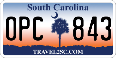 SC license plate OPC843