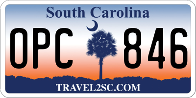 SC license plate OPC846