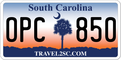 SC license plate OPC850