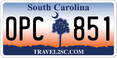 SC license plate OPC851