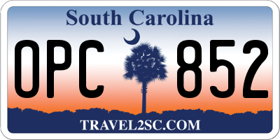 SC license plate OPC852