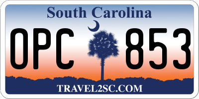 SC license plate OPC853