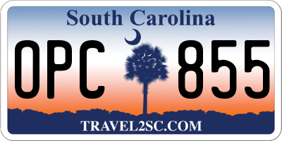 SC license plate OPC855