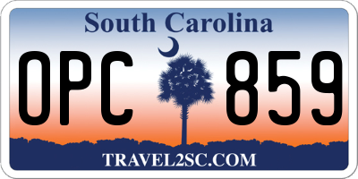 SC license plate OPC859