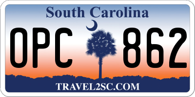 SC license plate OPC862
