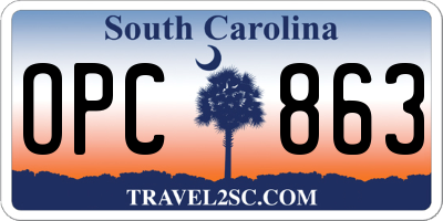 SC license plate OPC863