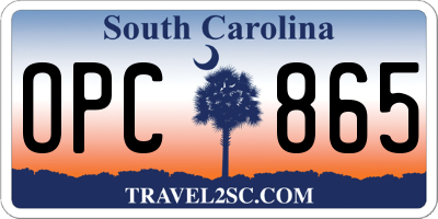 SC license plate OPC865