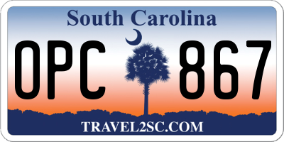 SC license plate OPC867