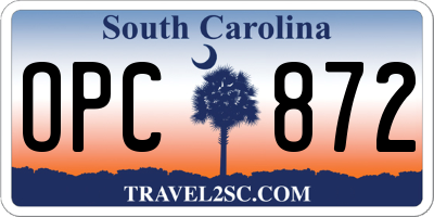 SC license plate OPC872
