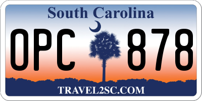 SC license plate OPC878
