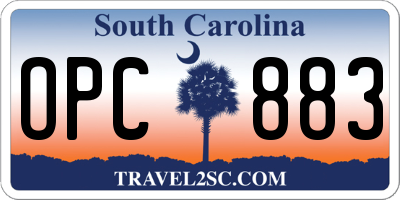 SC license plate OPC883