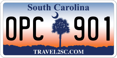 SC license plate OPC901
