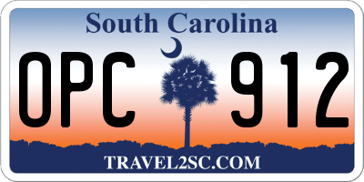 SC license plate OPC912