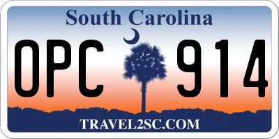 SC license plate OPC914