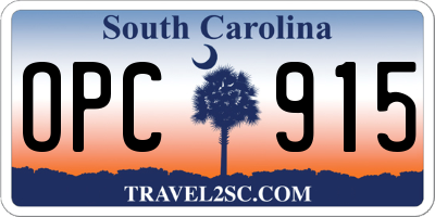 SC license plate OPC915