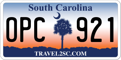 SC license plate OPC921