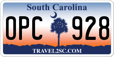 SC license plate OPC928