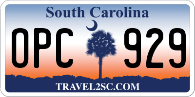 SC license plate OPC929