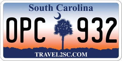 SC license plate OPC932
