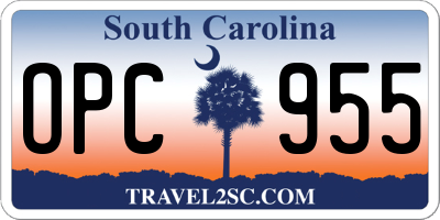 SC license plate OPC955