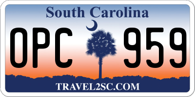 SC license plate OPC959